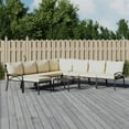 thumbnail image 1 of vidaXL Ensemble de Salon de Jardin 9 Pcs avec Coussins Sable Acier, 1 of 5