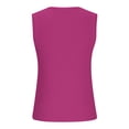 thumbnail image 4 of HOWPAY Débardeurs pour Femmes Sans Manches Couleur Unie Basique Mignon T-Shirt Extensible Coupe Ajustée Confortable Col Rond Chandails Camisole Décontractée d'Été Rose Vif TTG, 4 of 5