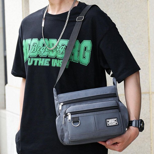 Bolso de hombro para hombre, impermeable, de tela Oxford, tipo mensajero, informal, tipo bandolera, F7M0