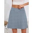 thumbnail image 6 of Chiclily Women's 2-in-1 High Waisted Tennis Skort with Pockets, Athletic Golf Skirt with Built-in Shorts, Geometric Blue, Size 2XL, 6 of 6