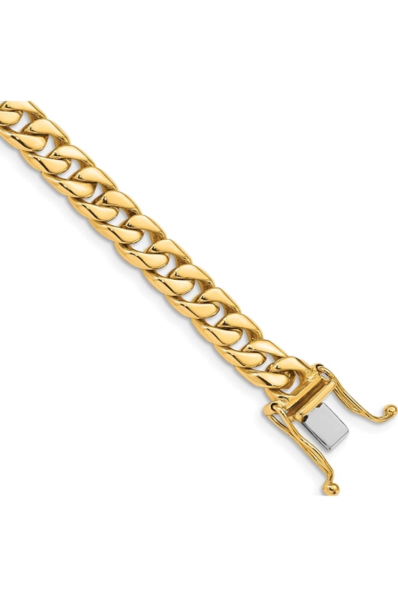 14K Yellow Gold 6.8mm Hand-Polished Flat Beveled Curb Link Bracelet (8 X 6.8) Made In Peru lk131-8