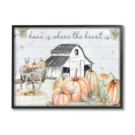 Stupell Industries Autumn Farm Harvest Home and Heart Phrase Black Framed Design by Patricia Pinto