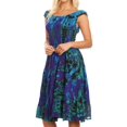 thumbnail image 3 of Sakkas Alba Women's Off The Shoulder Smock Ruffle Midi Dress Tie Dye & Embroidery - Purple / Turquoise - One Size Regular, 3 of 5