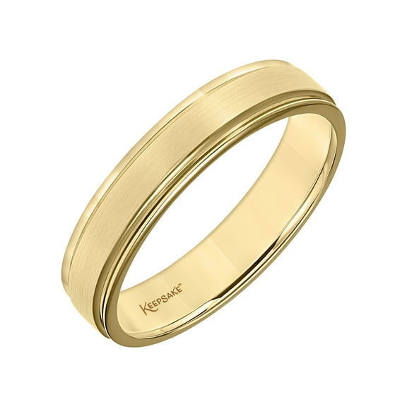 Keepsake 14K Yellow Gold Plated Sterling Silver 5mm Step-Edge Men's Band