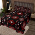 thumbnail image 2 of Aztec Quilt Set King Geometric Bedspread Set For Teens Young Southwest Coverlet Set American Tribal Bed Set Ancient Boho Black Red Room Decor, 2 of 5