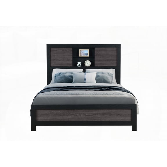 SOLUTO KING BED BOOKCASE IN DARK GRAY AND BLACK