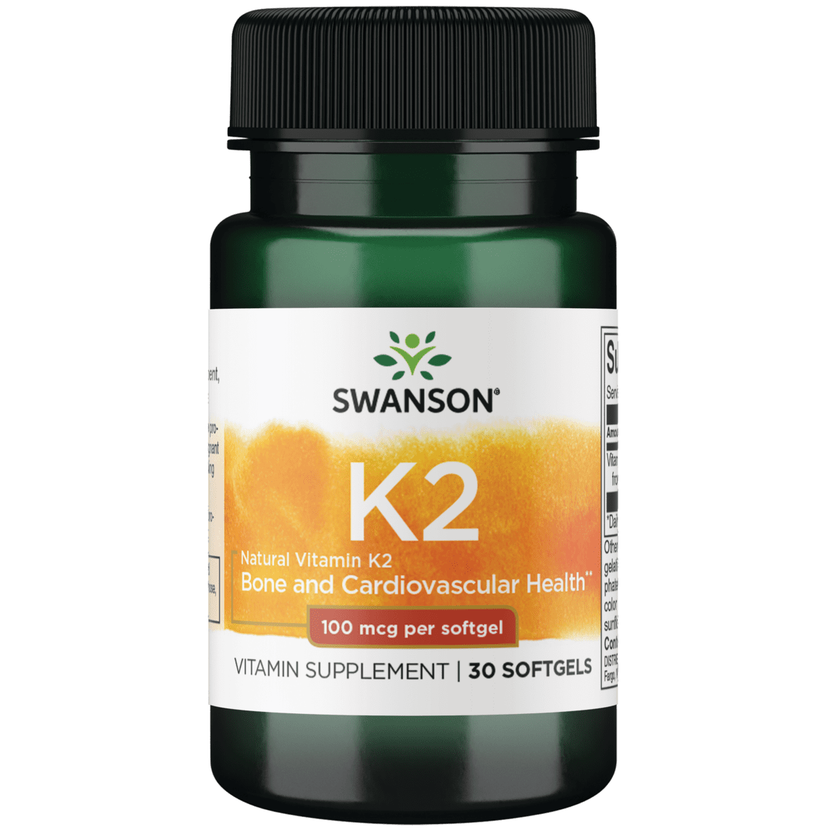 Swanson Herbal Supplements Vitamin K2 - Natural 100 mcg Softgel 30ct