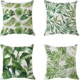 thumbnail image 1 of FYBTOFYBTO 4PC Green Leaf Pillow Case, Creative Painted Pattern Pillow Cover, 18x18 Inch Pillow Cover for Home Pillows Decorative Cushion Cases for Patio Sofa Couch Living Room BedroomFY-001, 1 of 5