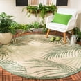 thumbnail image 2 of Safavieh Courtyard Padic Botanical Indoor/Outdoor Area Rug, Beige/Green, 7'10" x 7'10" Round, 2 of 9