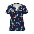 thumbnail image 3 of Naloa Astronaut Dinosaur Print T-Shirts Short Sleeve V Neck Tees for Women Fashion Tops Trendy Lightweight Soft Casual Summer Outfits Clothes, 3 of 5