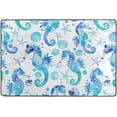 thumbnail image 4 of Dreamtimes Watercolor Seahorses Starfishes Area Rug, 36"x24" Turquoise Blue Seashells Non-Slip Washable Indoor Door Mat, Absorbent Floor Mat for Bedroom Kitchen Entryway Bathroom, 4 of 7