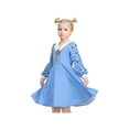 thumbnail image 2 of Robe Fille Bleue Motif Règle Col Uniforme Scolaire Vintage Décontracté Quotidien 7 Ans, 2 of 8