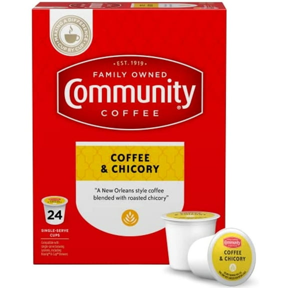 Community Coffee Coffee & Chicory 24 Count Coffee Pods, Medium-Dark Roast, Compatible With Keurig 2.0 K-Cup Brewers, 24 Count (Pack Of 1)