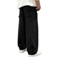 thumbnail image 5 of Nilvkv Girls Baggy Sweatpants, Girls Pants, Wide Leg Sweatpants in Solid Colors with Elastic Waist and Side Pockets for Casual Fall Days Black 9-10 Years, 5 of 6