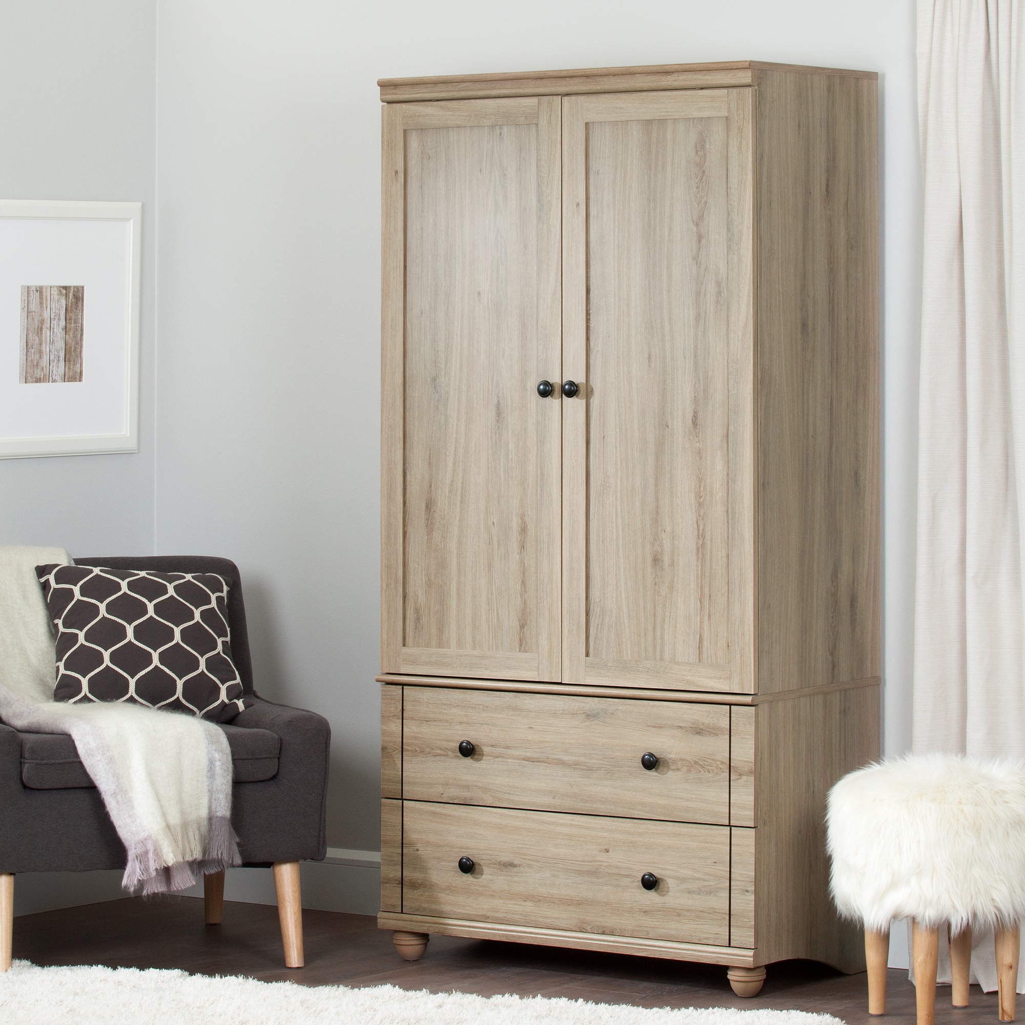 South Shore Hopedale Storage Armoire With 2 Drawers, Multiple Finishes