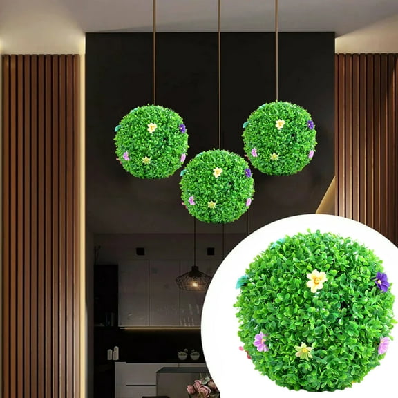 Mdesiwst Artificial Plant Uv-resistant Plant Topiary Ball Decoration Faux Ball for Outdoor Backyard Porch for Office
