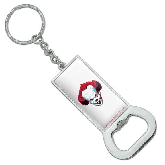 IT Pennywise Come Home Keychain Rectangle Chrome Plated Metal Bottle Cap Opener