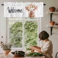 thumbnail image 5 of Welcome Pig Window Valance Curtain Flowers Wreath Rod Pocket Short Curtain for Living Room, Bedroom & Kitchen Window Decor 42x18in, 5 of 8