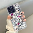 thumbnail image 2 of Compatible with iPhone 13 Pro Max Bling Case Luxury Glitter Rhinestone Diamond Crystal Sparkle Shiny Rose Flower Pearl Floral Soft Bumper Protective Case Cover for Women Girls, 2 of 6