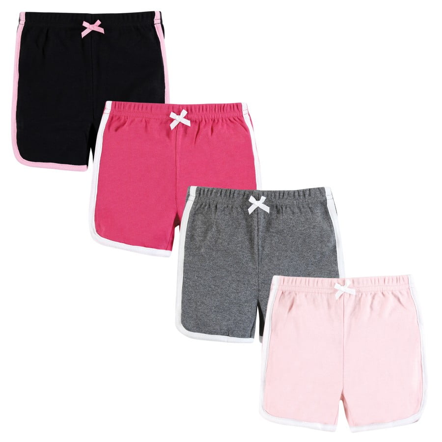 Hudson Baby Girl Shorts Bottoms 4-Pack, Pink Black, 0-3 Months ...