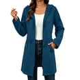thumbnail image 5 of Vmvidoty Women's Long Hooded Sweatshirt Trench Coat Full Zip Drawstring Adjustable Waist Oversized with Pockets Navy S, 5 of 10