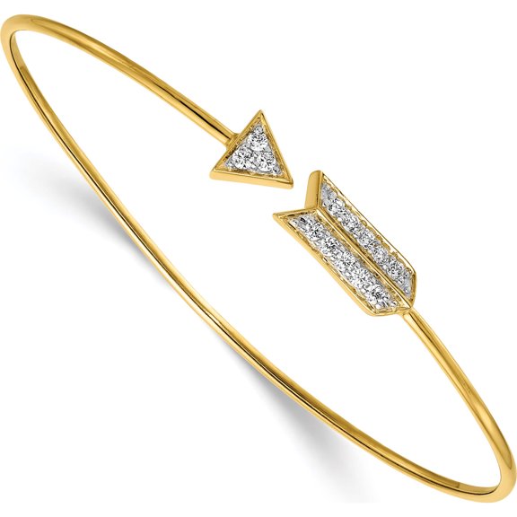 14K Yellow Gold Diamond Arrow Flexible Bangle (7 X 6) Made In India bm3708-035-ya