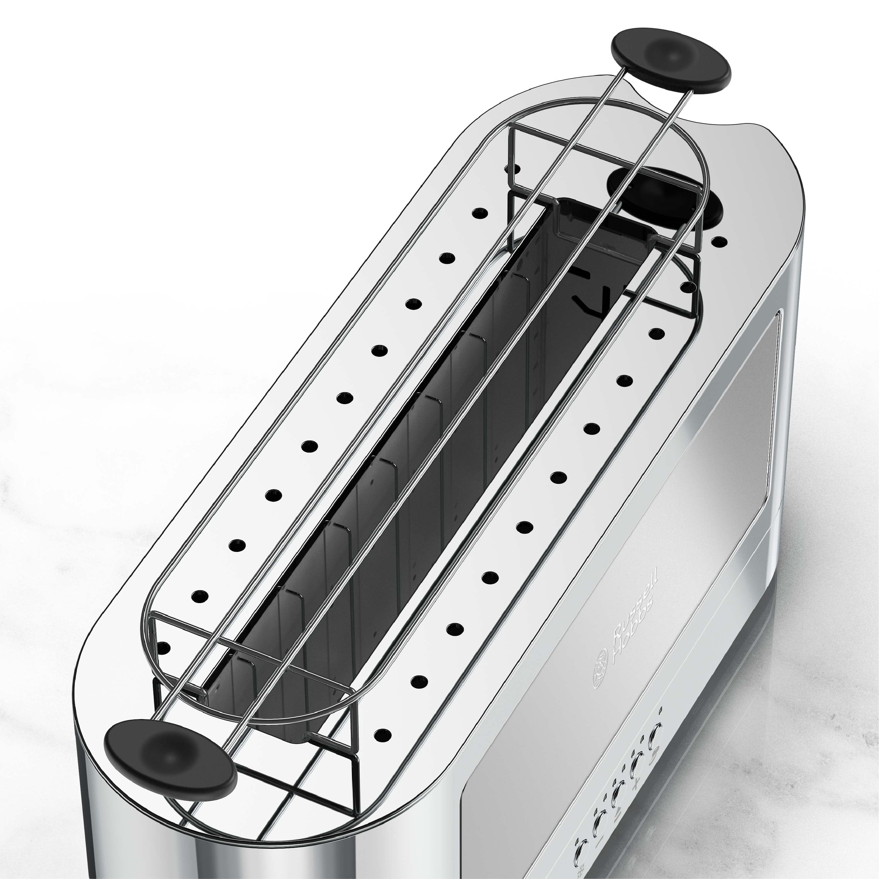 Russell Hobbs 2-Slice Glass Accent Long Toaster, Silver, TRL9300GYR