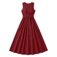thumbnail image 7 of XuJwPNcy Dresses for Women Sleeveless Tie Front Aline Dress Round Neck Thin Maxi Dresses Ladies Summer Comfortable Clothes, 7 of 7