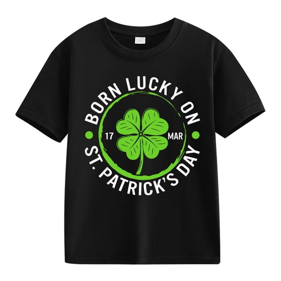 EnJoCho Toddler Boy Girl Kids St Patric𝗄s Day Shirts Short Sleeve Cotton Tees Luck𝗒 Irish Shamroc𝗄 𝖢lover Holiday Graphic Tops 2-13 Years