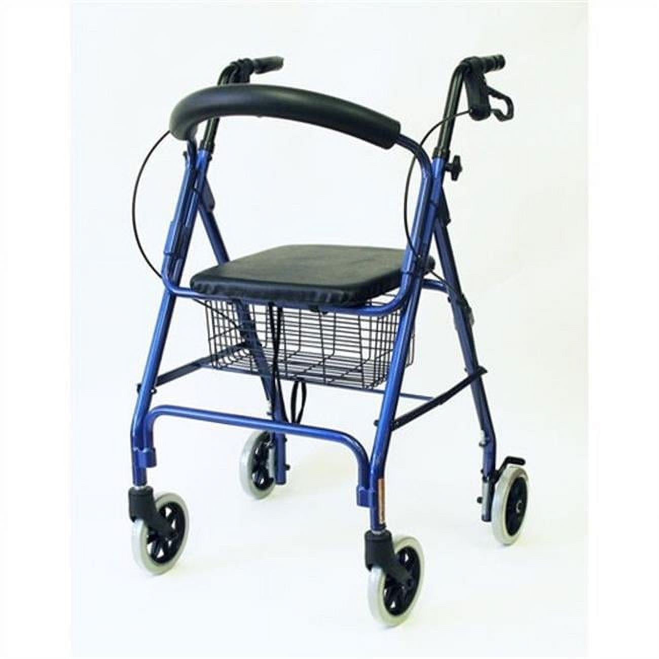 Karman R-4608 Lightweight Rollator with 8" Wheels, Loop Brakes, Padded Backrest and Seat, Blue