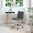 thumbnail image 6 of XPOPR Mid Back Task Chair, Low Back Leather Swivel Office Chair, Vanity Chair for Makeup Room, Computer Desk Chair Retro with Armless Ribbed (Grey), 6 of 8