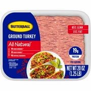 Butterball All Natural 85%/15% Lean Fresh Ground Turkey, 1.25 lbs. Tray