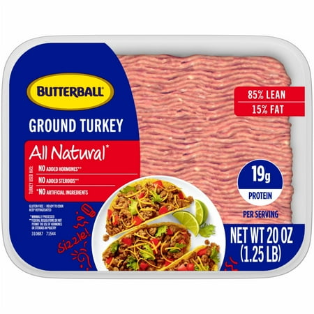 Butterball All Natural 85%/15% Lean Fresh Ground Turkey, 1.25 lbs. Tray