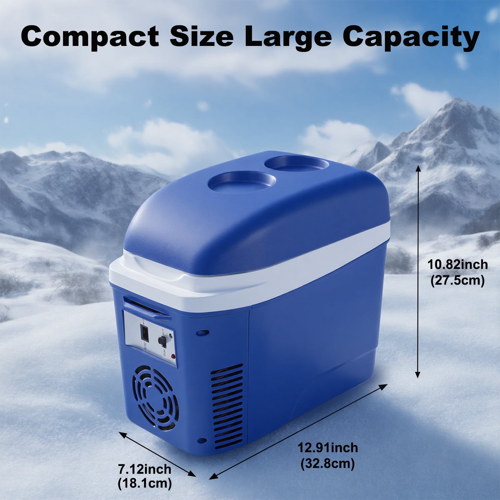 iceBlue 7L Outdoor Compact refrigerator, Top-opening design with Shoulder Strap, 120V/12V Car & Home Use