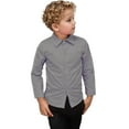 thumbnail image 2 of LOCHEX Boys Long Sleeve Button Down Dress Shirts Solid Gentleman's School Uniform Shirt Blouses for Boys Dress Tops for Big Kids Teen,Gray,Gray 8-9, 2 of 7