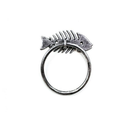 - Rustic Silver Cast Iron Fish Bone Towel Holder 5.5
