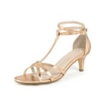 thumbnail image 3 of BLISSFUL STEP Open Toe Ankle Strap Slingback Kitten Heels Sandals for Women Champagne 9, 3 of 8