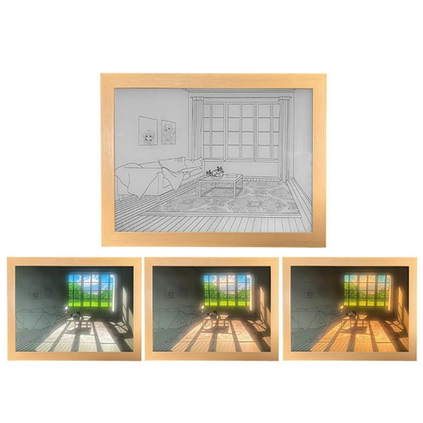 Pintura de iluminación decorativa, pintura luminosa LED de 3 colores, alimentada por USB, arte minimalista moderno, pintura brillante para dormitorio, sala de estar