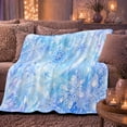 thumbnail image 6 of Blue Snowflake Winter Pattern Digitally Printed, Festive Holiday Scene, Warm Flannel Blanket for Living Room and Reading Nook, Art Lovers Friendship Gift, Artistic Home Decor, 6 of 9