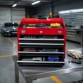 thumbnail image 3 of Demi Bonn 3-Drawer Rolling Portable Mechanic Tool Cabinet with Top Accessory Tray, Heavy Steel Powder Coated Storage Box, Red & Black, 3 of 8