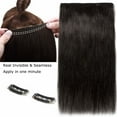 thumbnail image 3 of Benehair Clip Hair Extensions Thick One Piece 100% Remy Real Human Hair Weft 3/4 Full Head Straight Balck for Women, 3 of 10
