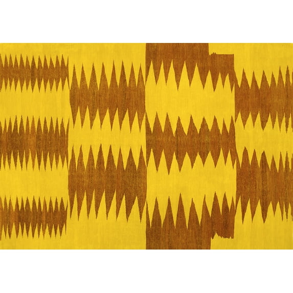 Ahgly Company Indoor Rectangle Abstract Yellow Contemporary Area Rugs, 6' x 9'