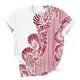 thumbnail image 4 of Tops de Ajuste Suelto para las Mujeres Sudadera Casual Impresa Manga Corta Cuello Redondo Superior, Poliéster, 4 of 5