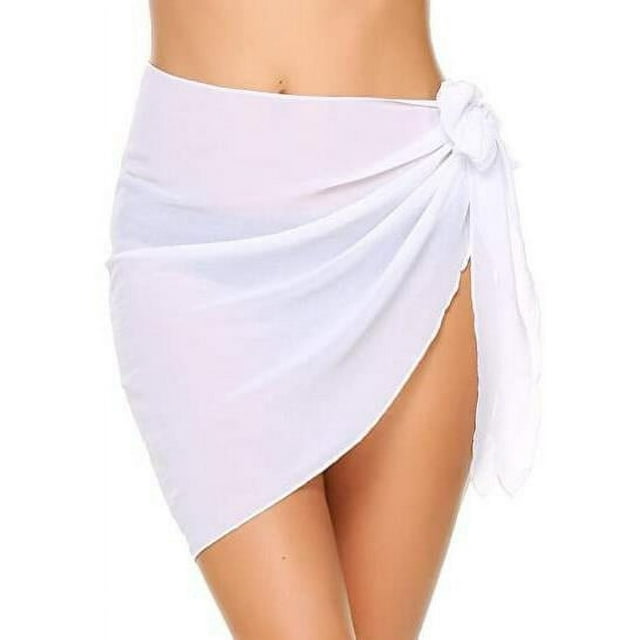 Pareos cortos para mujer Envoltura de playa Envoltura de bikini transparente Envolturas de gasa para trajes de baño Adepaton HMHZ773-1