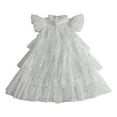 thumbnail image 3 of Tutu-Dresses for Girls Size 2-1O Layered-Tulle Toddlers Kids Sequins Cap Sleeve Mock Neck Solid Color Birthday Flower Girls Dress, 3 of 5