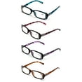 thumbnail image 2 of 4 Pairs Women Rectangular Rhinestones Reading Glasses - Female Fashion Leopard Clear Lens Readers Demi Tortoise, 2 of 4