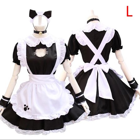 Buytra Lolita Apron Dress Cat Sexy Hollow Maid Cosplay Costume Girls Dress Suit