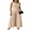 Apricot, variant on Jumpsuits for Women V Neck Spaghetti Strap Wide Leg Pleated Pants Summer Cami Overalls Black-S