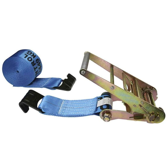 4" x 20' Blue Ratchet Strap w/ Flat Hooks
