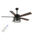thumbnail image 2 of JONATHAN Y Max 52" 3-Light Farmhouse Industrial Iron/Wood Mobile-App/Remote-Controlled LED Ceiling Fan, Black/Dark Walnut, 2 of 9